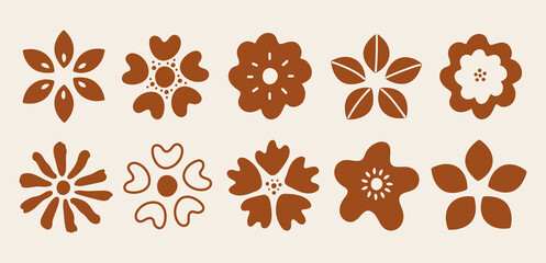 Poster - Vector abstract set of simple hand drawn flower petals isolated on pastel background. Trendy design for  logo, print, poster, social media