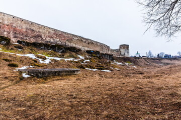 Wall Mural - Izborsk fortress of the XIV century, located on Zheravya. It is one of the oldest well-preserved fortresses in the north-west of Russia  