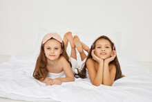 Two Cute Little Girls With Towels On Their Heads