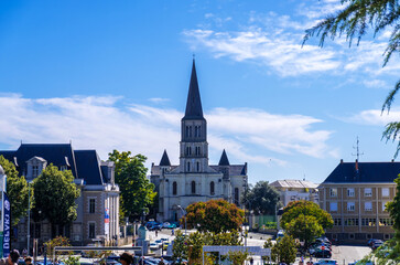 Wall Mural - Cityscape with St Laud's Church in Angers, France