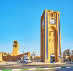 Canvas Print - The clock tower of Yazd, Iran