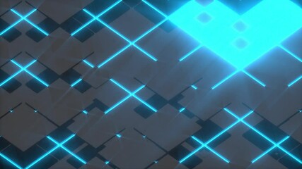 Poster - Movable black squares against blue neon lighting. Seamless loop.