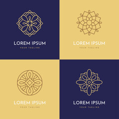 Wall Mural - four abstract linear geometric logo templates