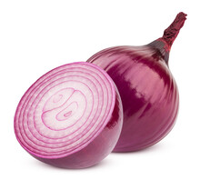Red Onion Isolated On White Background, Clipping Path, Full Depth Of Field