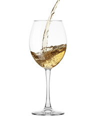 white Wine in glass isolated on white background, full depth of field, clipping path