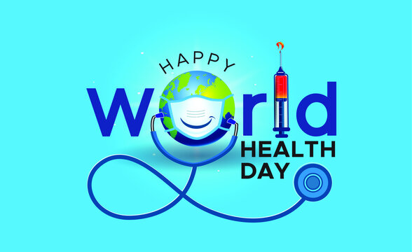 world health day. concept with mask and vaccine