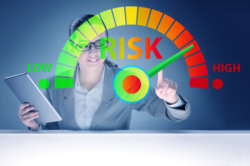 Wall Mural - Businesswoman in risk metering and management concept