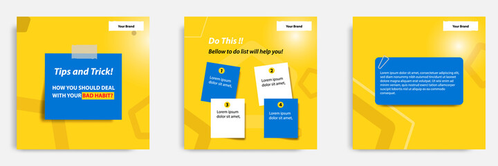 social media tutorial, tips, trick, did you know post banner layout template with sticky paper note 