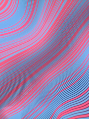 Aufkleber - Wavy digital illustration of striped pattern of floating multicolored lines. Line art geometric background. 3d rendering
