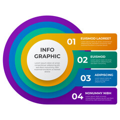 Circle list infographic element template vector, 4 points, options, steps diagram layout.