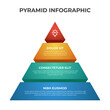 3 point, bullet, list pyramid diagram, business infographic element template vector, can be used for social media post, presentation, etc.