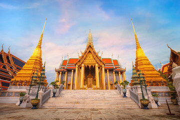 Wall Mural - Wat Phra Kaew in Bangkok thailand is a sacred temple and it's a part of the Thai grand palace, the Temple that houses an ancient Emerald Buddha