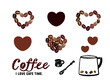 コーヒーのイラスト。かわいいコーヒー豆のイラストとメッセージ入り。アイコンイラスト。