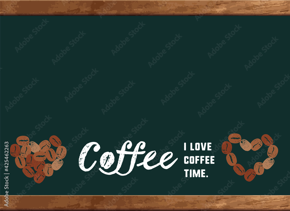 コーヒーのイラスト 黒板 カフェボードにメッセージ入り Wall Mural Pomme