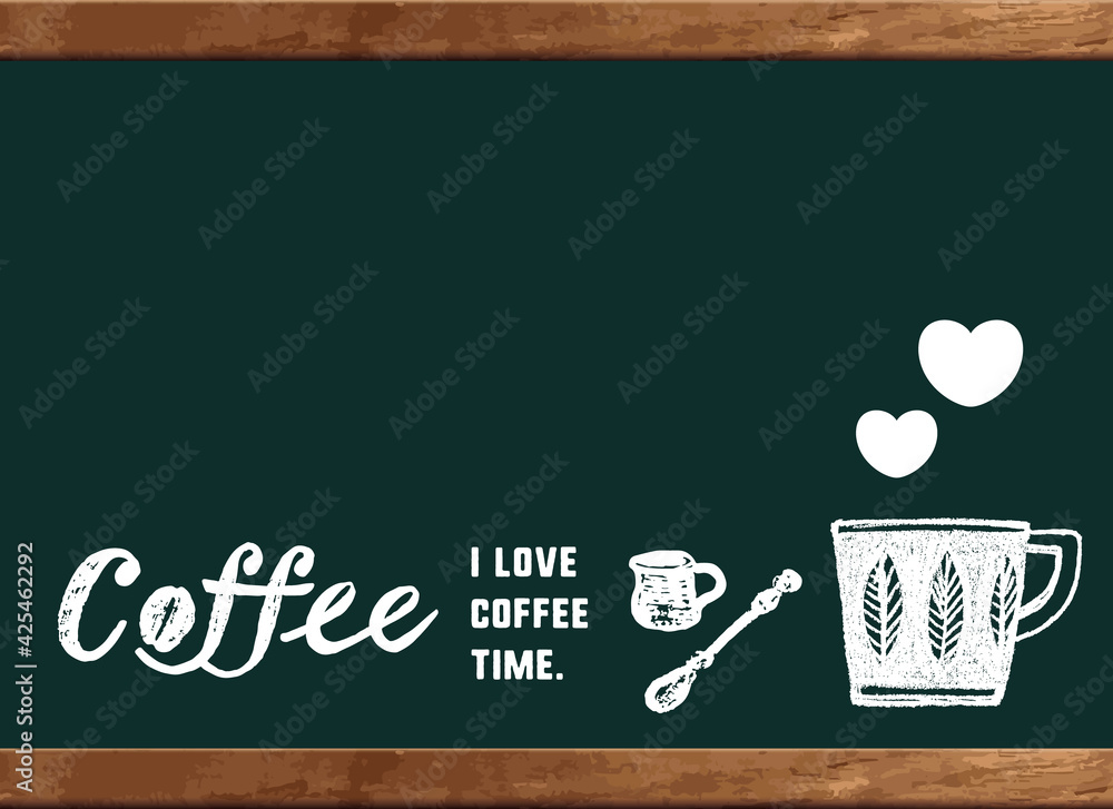 コーヒーのイラスト 黒板 カフェボードにメッセージ入り Wall Mural Pomme コーヒーのイラスト 黒板 カフェボードにメッセージ入り Wall Mural Pomme