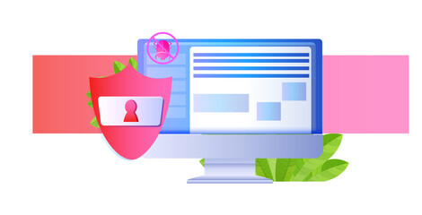 Poster - computer app protection shield data privacy security concept horizontal