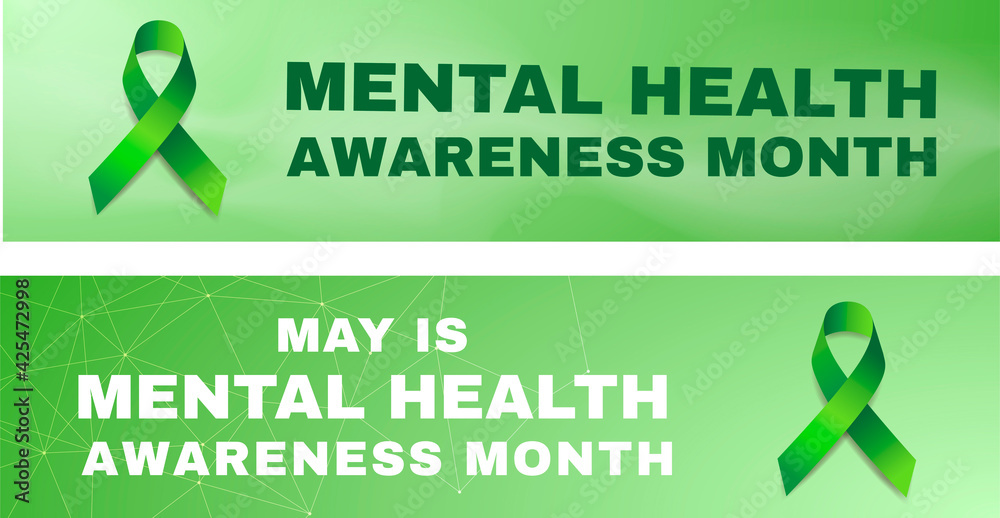 Mental health awareness month concept. Set of two themed vector banner ...
