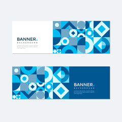 Wall Mural - Retro blue geometric banner background template set