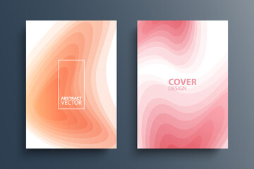 Fototapete - Brochure cover template layouts with abstract gradient design elements. Futuristic abstract modern pattern with fluid colors, soft wave shapes for your graphic design. Vector illustration.