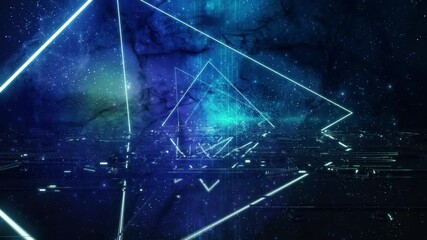Wall Mural - neon light abstract with nebula background loop. 3d rendering. futuristic vj motion graphics, edm cl