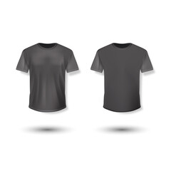 Shirt mock up set. T-shirt template. Black, gray and white version, front design.