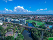 Panoramic Aerial Drone view of Cooks River in Western Suburban Sydney NSW Australia