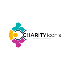 Charity logo with people circle logo template, colorful style logo