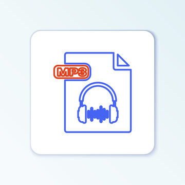Line MP3 file document. Download mp3 button icon isolated on white background. Mp3 music format sign. MP3 file symbol. Colorful outline concept. Vector