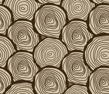 Spring Seamless Geometric Pattern With The Image Of A Tree, Circles, A Cut Of The Trunk. Vector Design For Web Banner, Business Presentation, Brand Package, Fabric, Print, Wallpaper, Postcard.
