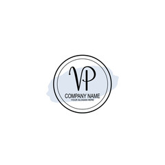 Poster - VP Initials handwritten minimalistic logo template vector