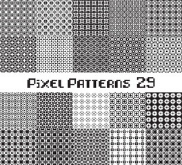 Poster - Abstract seamless pattern in pixel style. Set geometric design background.