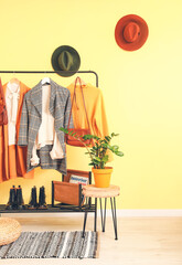 Wall Mural - Rack with clothes in interior of modern room