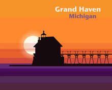 Grand Haven Lighthouse On Lake Michigan