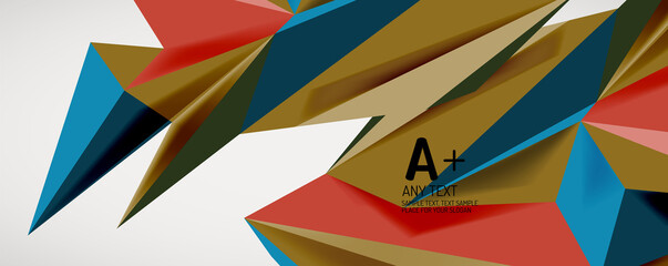 Vector triangle geometric backgrounds. Low poly 3d shape on light backdrop. Vector illustration for covers, banners, flyers and posters and other designs