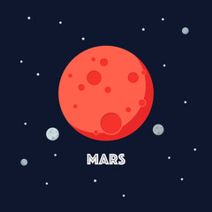 Wall Mural - mars on space background. star and planets on galaxy background