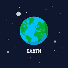 Wall Mural - earth and moon on space background
