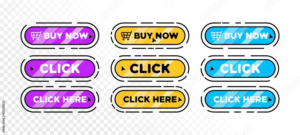 Gradient button set for website design vector illustration. Stock ...