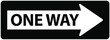 © Nureya - One way road sign. Arrow and wording one way on  black background warning or caution sign.