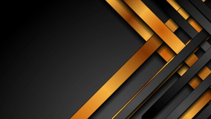 Black and golden smooth stripes abstract corporate background