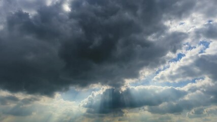 Fast moving clouds and sun,Cloudy sky in summer,Cloud time lapse nature background.