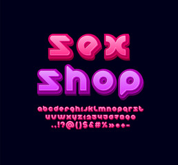 Poster - Sexy bold 3d font, trendy bright alphabet in the erotic style, modern letters and numbers, vector illustration 10eps