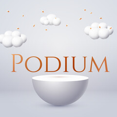 Wall Mural - 3d realistic white round podium with soft light. circle showcase. product display