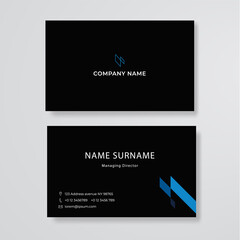 Wall Mural - black and blue name card business flat design template