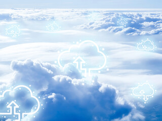 Poster - Cloud computing technology digital storage on the cloud.