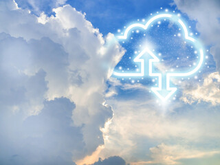 Poster - Cloud computing technology digital storage on the cloud.