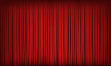 Red Velvet Curtain In A Theater Or Cinema.