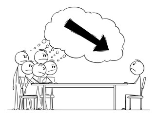 Poster - Group of People or Colleagues Blaming Individual, Vector Cartoon Stick Figure Illustration