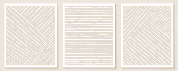 Contemporary templates with abstract shapes and line in nude colors.