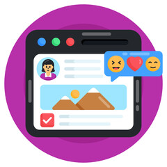 Wall Mural - 
Web feedback icon, flat round visual with editable graphics 

