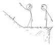 Optimism and Pessimism, Optimist and Pessimist, Way Up and Down, Vector Cartoon Stick Figure Illustration